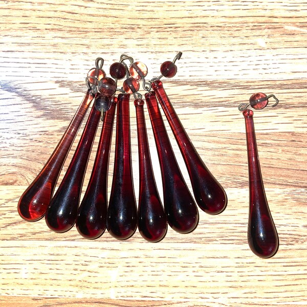 YoU PICK:  Vintage Rare Murano 2.25” Old AMETHYST Purple Glass Tear Rain Drops teardrop prisms for Chandelier lamp windchime sconce jewelry