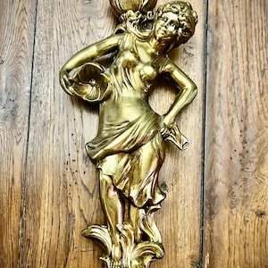 14.5” large Lady goddess woman art deco Cast Metal Lamp Base Body Column Riser Bottom part victorian  hollywood regency repair Upcycling dyi
