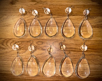 YoU PiCK Quantity: Rarely Seen Vintage Clear Glass 2” Tear Drop, smooth all around w 14mm bead, prism Lamp Suncatcher Chandelier crystals