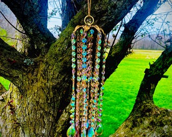 ロマンティック ピンク、スイカ色、虹色オーロラ ボレアリス 新品およびヴィンテージ クリスタル サンキャッチャー 268 個のプリズムと 15 本のプリズム ストランド付き