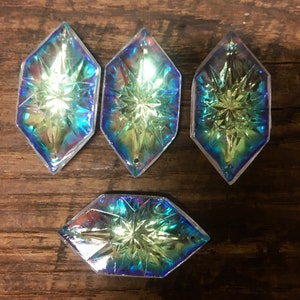 1  RARE Vintage Antique 2” Glass colorful Hexagon Aurora Borealis Connector prism, Chandelier Enhancer Suncatcher Art Deco bead crystals diy