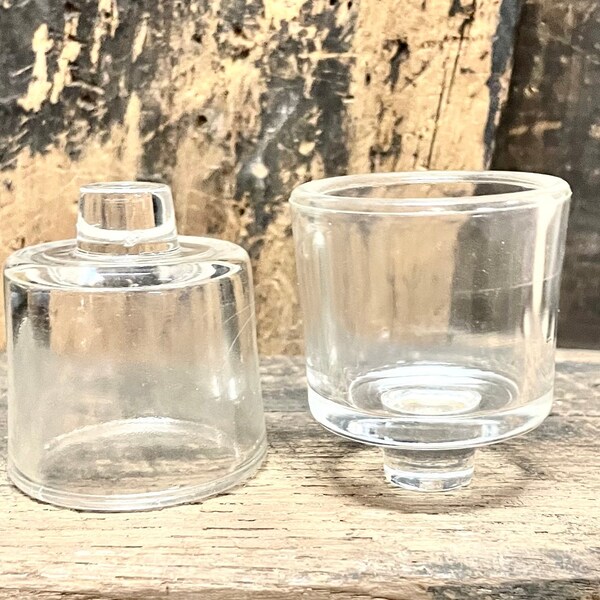 One (1) VGC Vintage 1970s ? clear 2.25" glass cup for candle CANDLE CUP holder candleholder sconce chandelier lamp luster