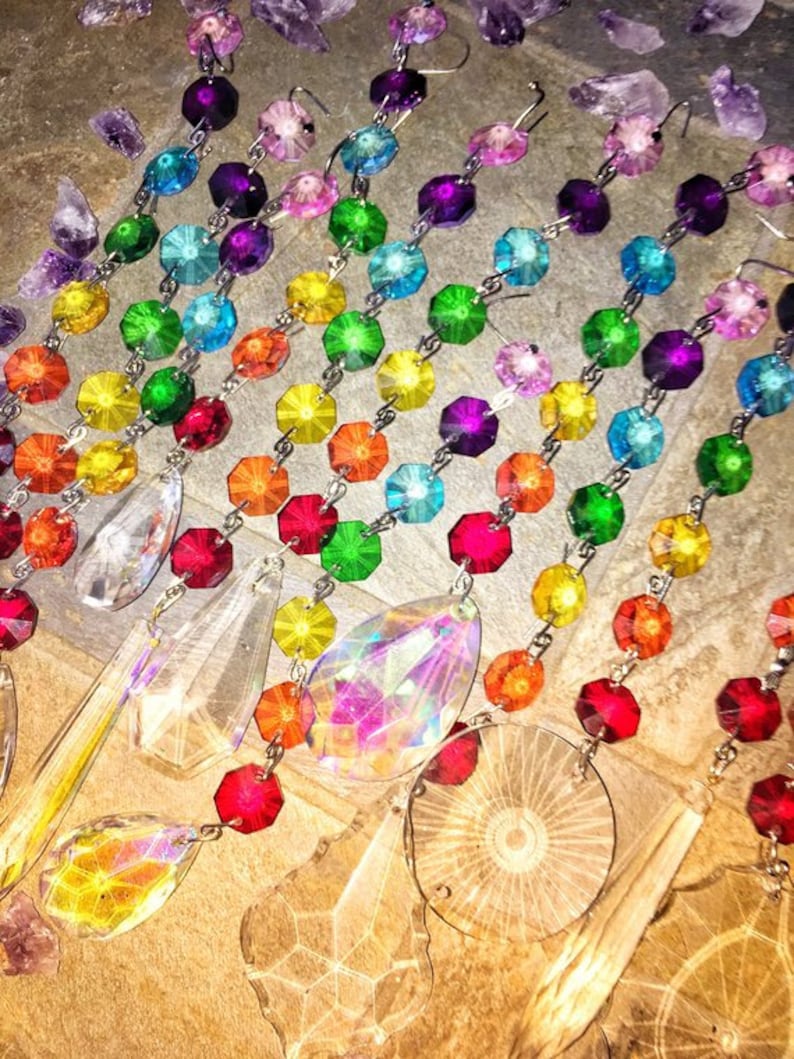 Suncatcher Gift Set Chakra Rainbow Crystal Vintage Prism Etsy