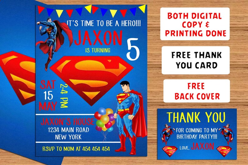 Superman Birthday Invitations Superman Printable Invitation Etsy