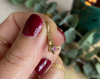 Ruby Claw Pendant. Victorian Ruby Claw Charm. Antique Ruby Talisman. 14k Solid Gold Pendant. Eagle Claw. Dragon Claw. Stick Pin Conversion.