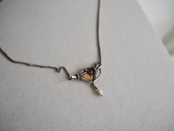 Art Nouveau Ruby and Seed Pearl Necklace.