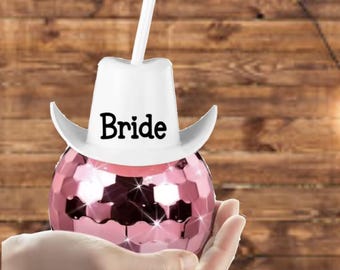 Personalized cowboy disco cup for bride western disco bachelorette party decor favor custom name disco ball tumbler cowgirl bachelorette