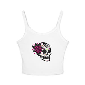Tag der Toten Schädel Tank Top, Spaghetti Strap T-Shirt, Halloween Outfit, Festival Wear, Boho Sommer Top, Einzigartiges Geschenk