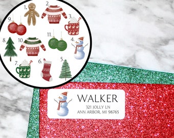 Christmas Address Labels, Return Address Labels, Holiday Address Labels, Custom Address Labels, Personalized Address Labels, Mailing Sticker