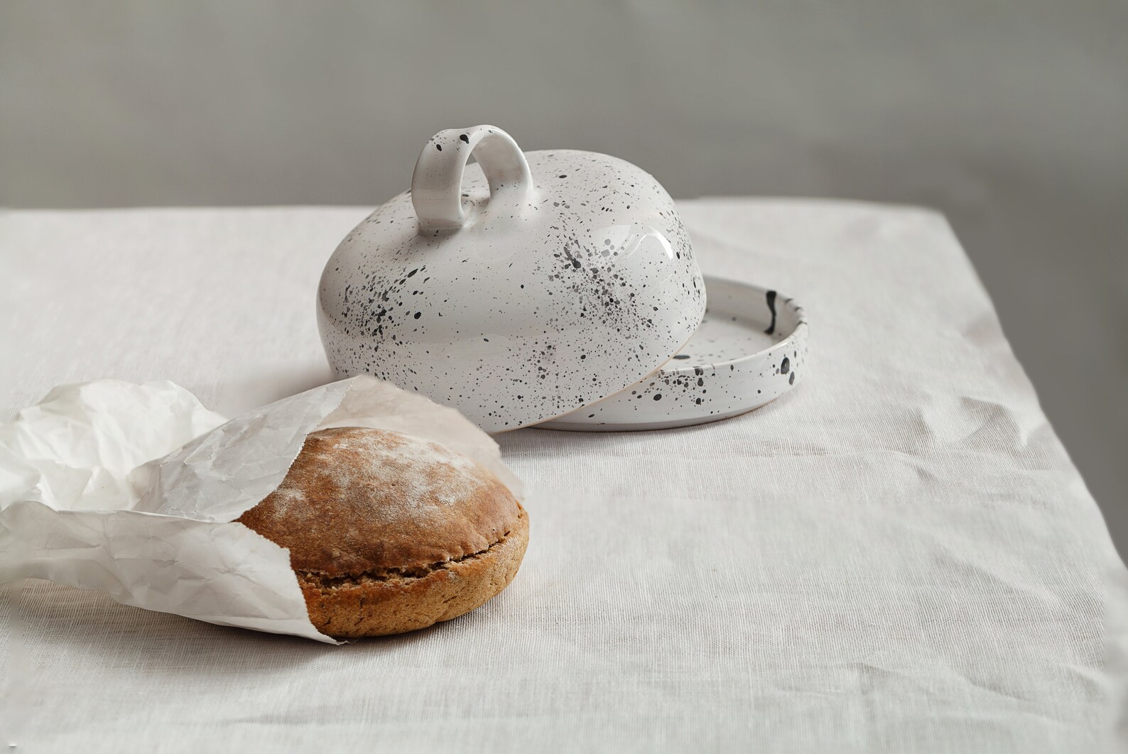 Round Butter dish with lid Dalmatian Handmade stoneware dish Etsy