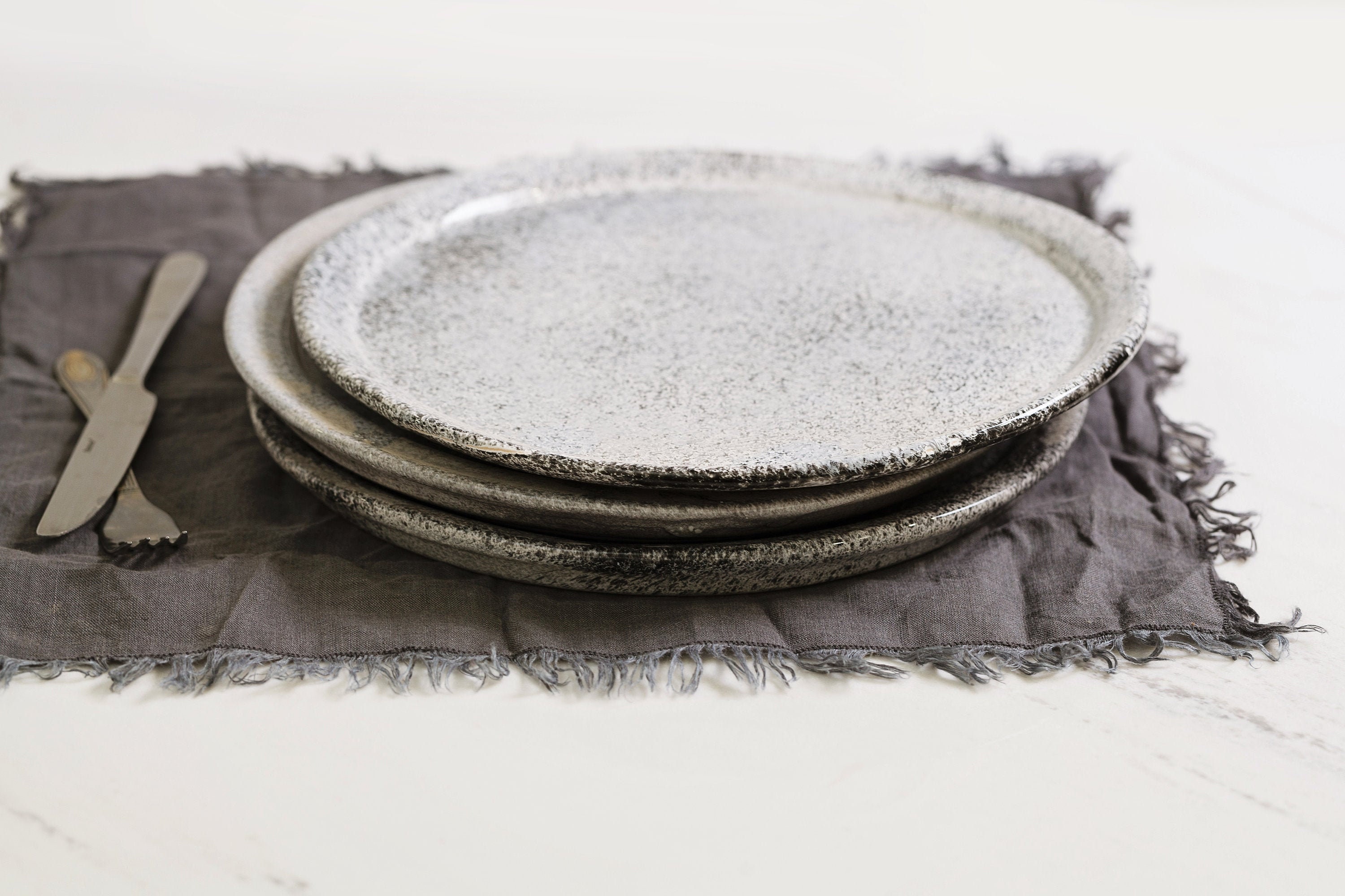 Big GREY serving platter 11 inch Handmade flat plate Grey Etsy