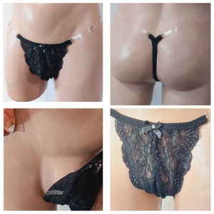 black lace mini panties for men