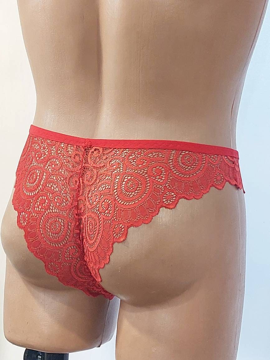 Red Mens Lace Panties Supply Sexy Men Panties Sexy Mens Etsy