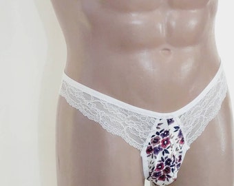 Handmade Satin Lace Panties for Men, Custom Made