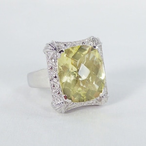 SALE!  Natural Lemon Quartz Ring, 925 Sterling Silver, Size 8