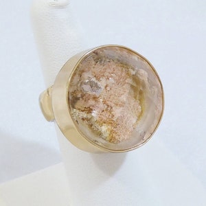 SALE!  Rare Charles Albert Natural Garden Landscape Lodolite Quartz, Faceted Crystal Quartz Cap Ring, Alchemia, Sz Adjustable