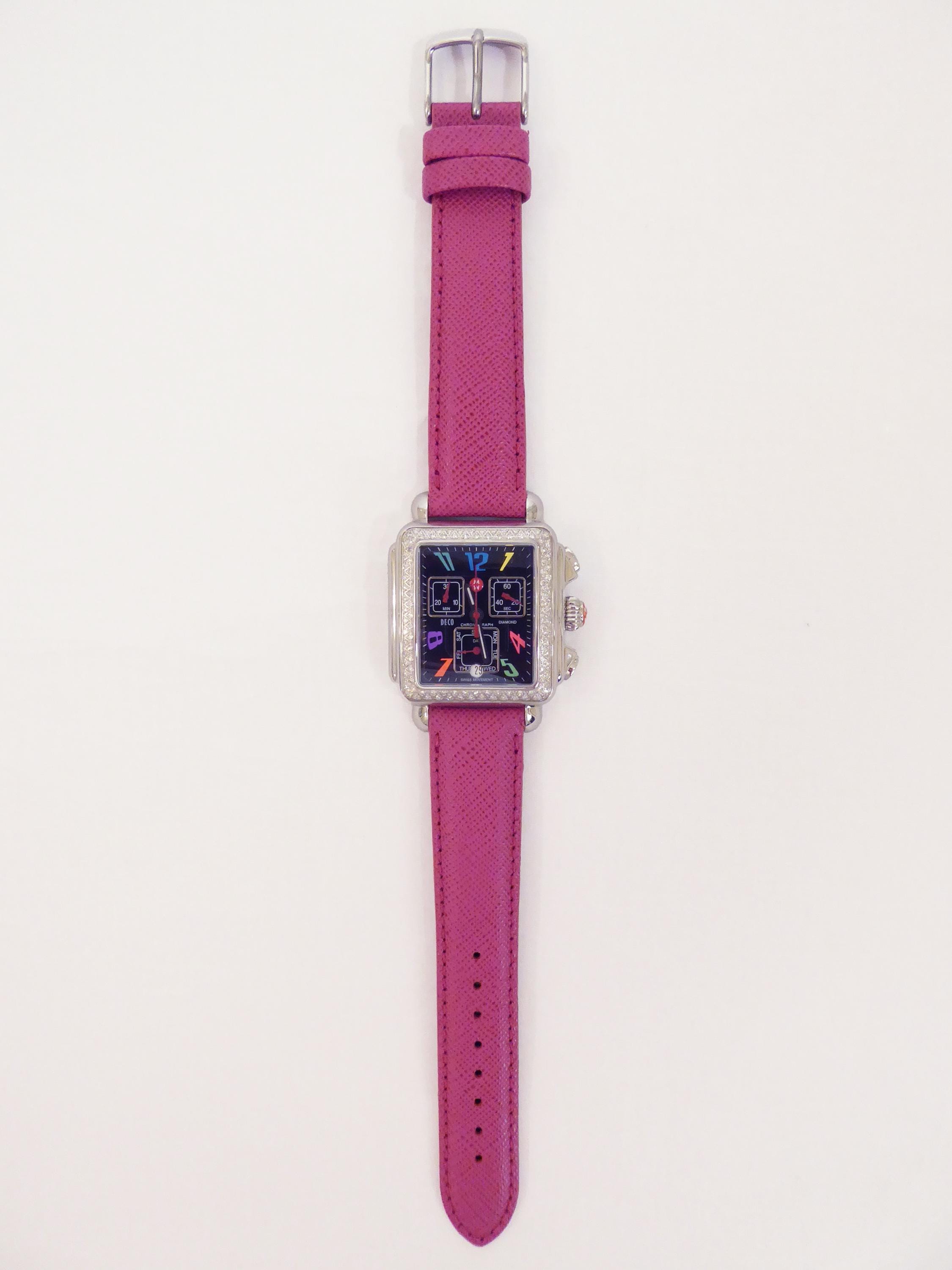 Michele Deco Diamond Rainbow Topaz Carousel Watch Be bold in the Michele Carousel Deco Watch featuring 108  main image 2