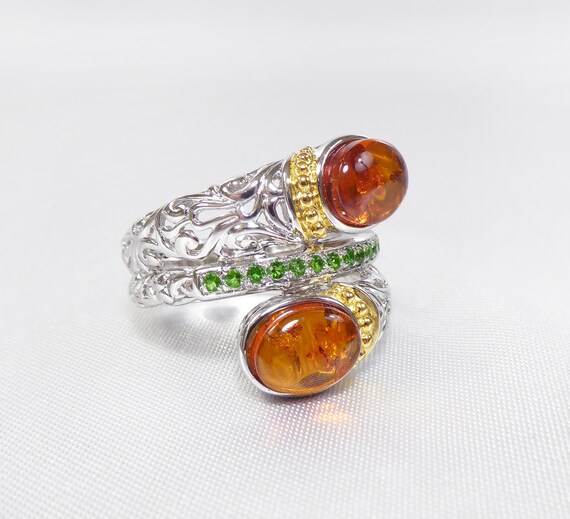 Natural Baltic Cognac Amber and Russian Chrome Di… - image 2