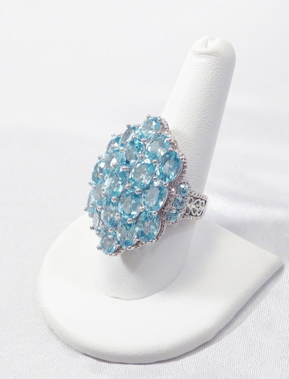 Estate Very Rare Find Natural Blue Zircon Ring, 9… - image 2