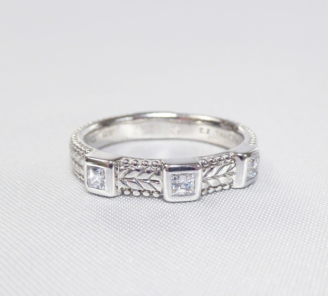 Ripka Stack Rings ON SALE Vintage Judith Ripka Three-stone Trilogy CZ 925 Sterling Silver ...
