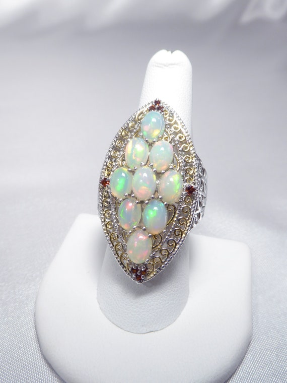 Estate Natural Ethiopian Opal, Garnet Spectacular… - image 1