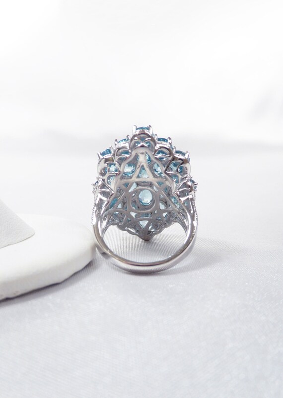 Estate Very Rare Find Natural Blue Zircon Ring, 9… - image 5