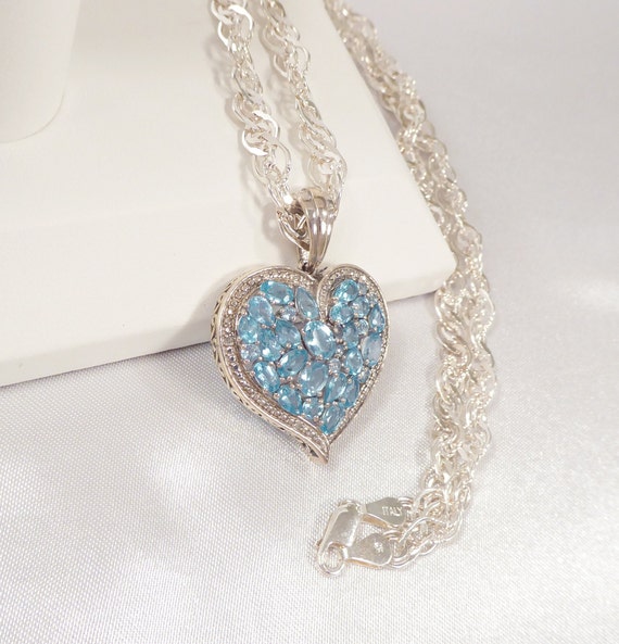 Estate 5.77 cts Paraiba Apatite Heart Shaped Pend… - image 3