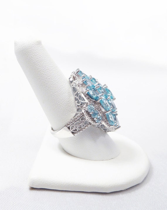 Estate Very Rare Find Natural Blue Zircon Ring, 9… - image 3