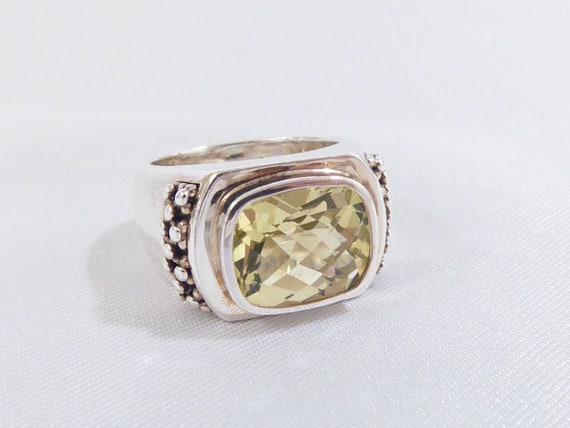 Sterling Silver Size 10 SeidenGang Cushion Cut Bezel Set Smoky Quartz Ring