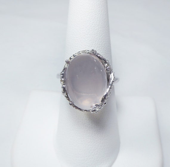 Natural Rose Quartz Caged Ring, 925 Sterling Silv… - image 3