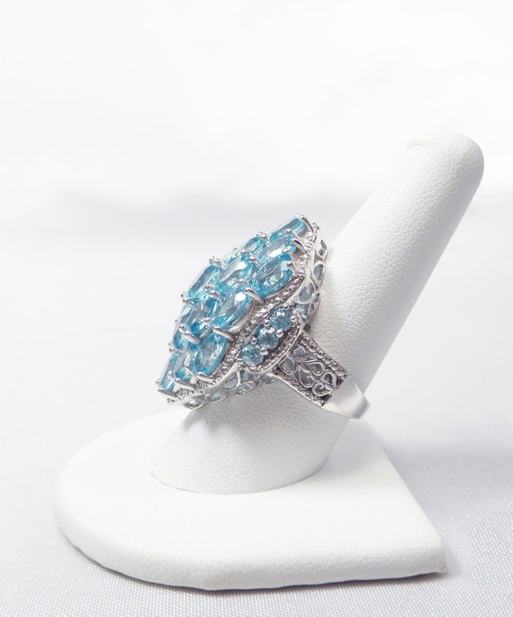 Estate Very Rare Find Natural Blue Zircon Ring, 9… - image 4