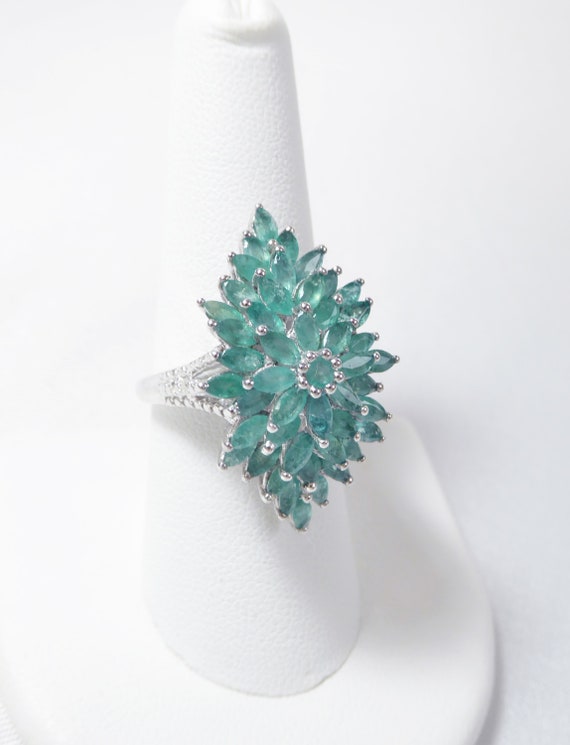 Estate Natural Zambian Emerald Ring, 925 Sterling… - image 3