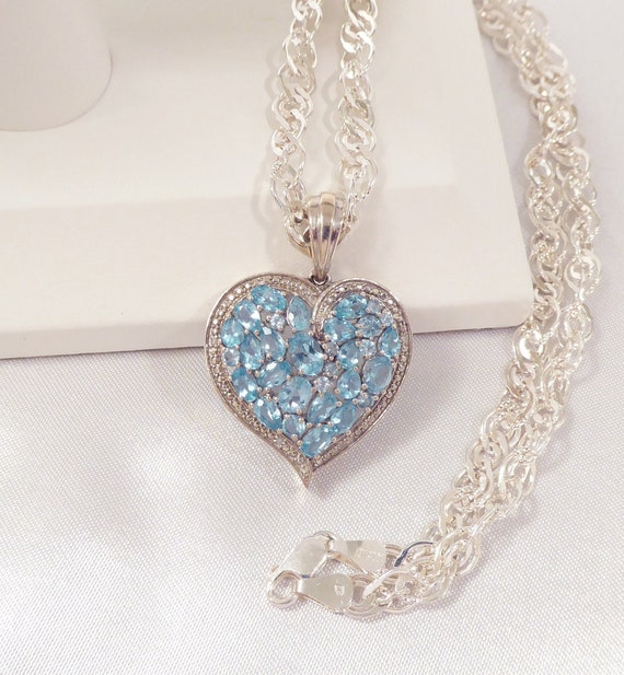 Estate 5.77 cts Paraiba Apatite Heart Shaped Pend… - image 2