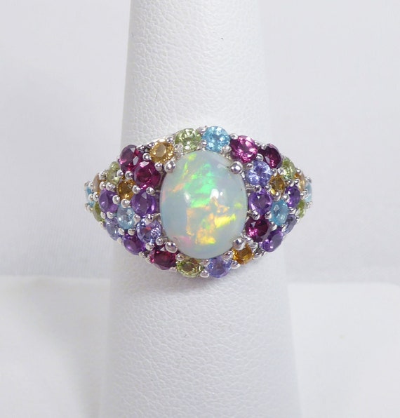 ON SALE! Natural Ethiopian Opal Ring with Paraiba 