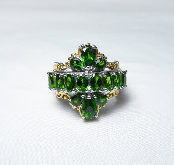 Natural Russian Chrome Diopside Art Deco Design R… - image 1