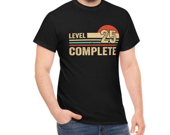 Level 25 Komplett, 25 Jahre Jubiläum Geschenk, 25 Jahre Verheiratet Shirt, 25. Hochzeit Shirt, Geschenk Frau Ehemann, Videospiel Tee, 25. Geburtstag