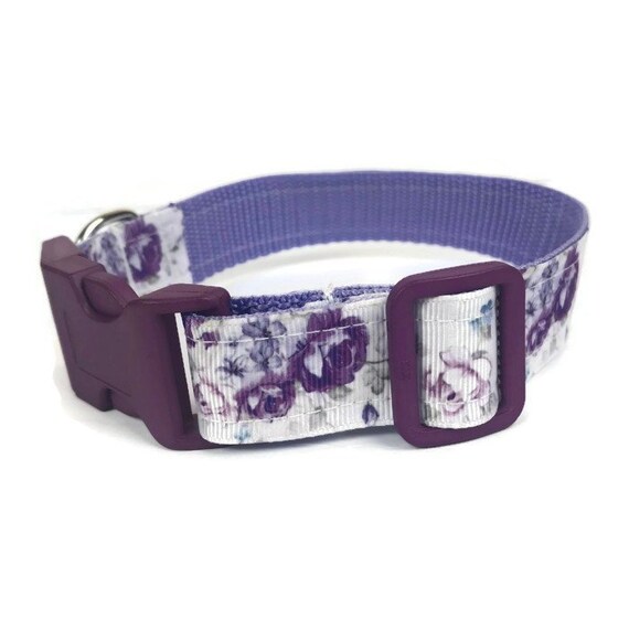 Purple floral dog collar Clearance