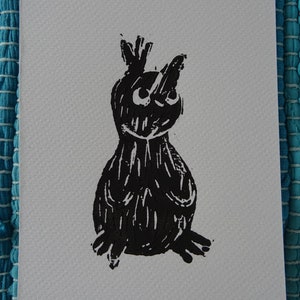 Linogravure originale kiwi bird - cute kiwi bird linocut postcard