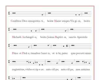 Confiteor Plainchant Latin Catholic Printable for High Mass in the Extraordinary Form