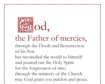 NEW US formula of absolution (in English) Catholic prayer card / printable A4 wall art / Christian decor