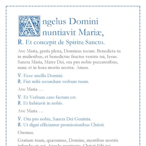 Angelus Latin Catholic prayer card / printable A4 wall art / Christian decor