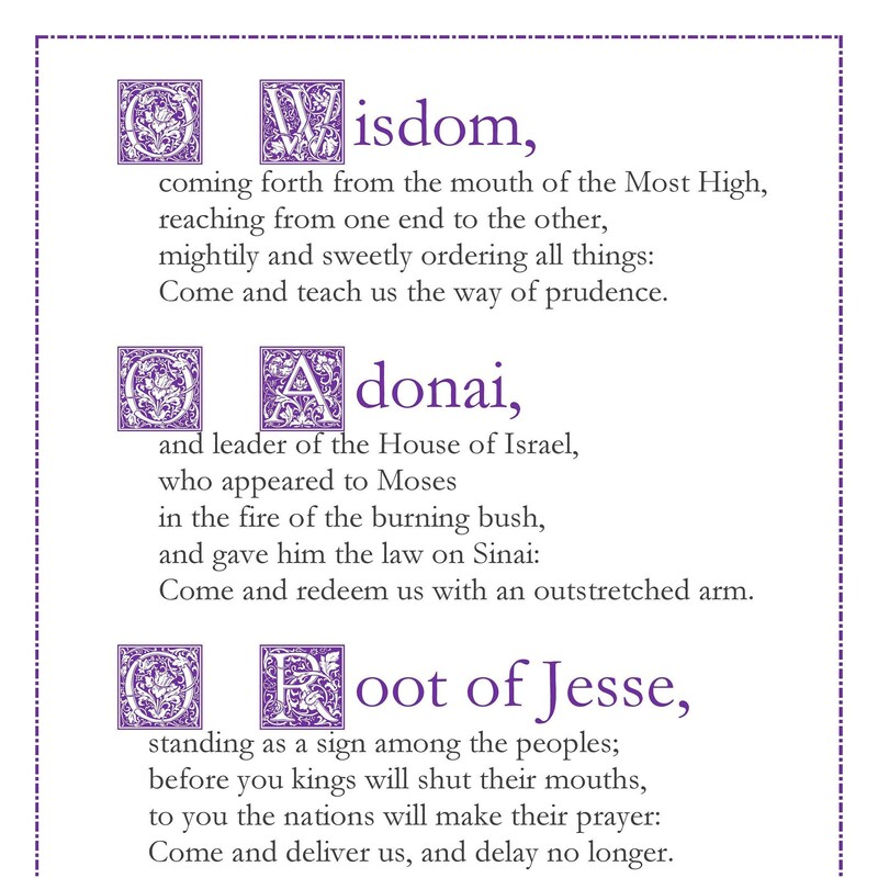 O Antiphons Printable Etsy