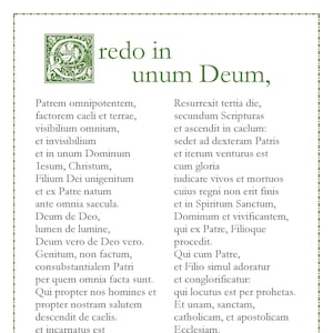 Nicene Creed (Credo in unum Deum) Latin Catholic prayer card / printable A4 wall art / Christian decor
