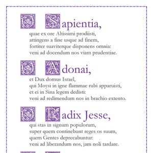 O Antiphons for Advent Latin Catholic prayer card / printable A4 wall art / Christian decor