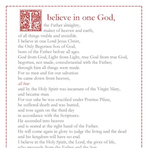 Nicene Creed Catholic Prayer Card: Printable Christian Wall Art (A4 PDF