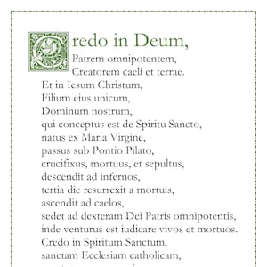 Credo Apostles Creed Latin Catholic prayer card / printable A4 wall art / Christian decor image 1