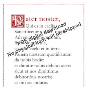 Pater Noster (Onze Vader) Latijns-katholieke gebedskaart / afdrukbare A4-muurkunst / christelijk decor