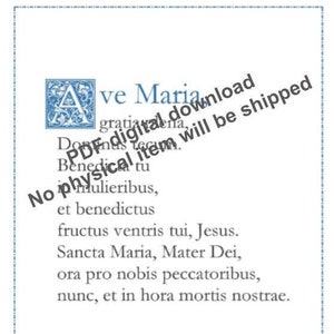 Ave Maria - Weesgegroet Latijns-katholiek gebedskaart / afdrukbare A4-muurkunst / christelijk decor