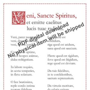 Veni, Sancte Spiritus-reeks (Kom, Heilige Geest) Latijns-katholieke gebedskaart / afdrukbare A4-muurkunst / christelijk decor