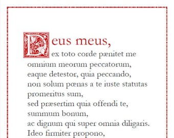 Acto de Contrición (Latín) Tarjeta de oración católica / arte de pared A4 imprimible / decoración cristiana